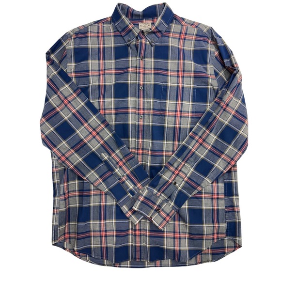 J. Crew Other - J Crew Tailored Plaid Button Down Shirt Mens Size XL Blue Cotton Long Sleeve